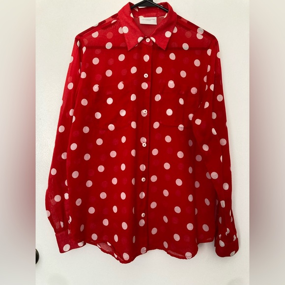 Liz Claiborne Red Polka Dot Blouse - Picture 1 of 5